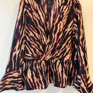 Sofia by Sofia Vergara Zebra Stripe Wrap Blouse